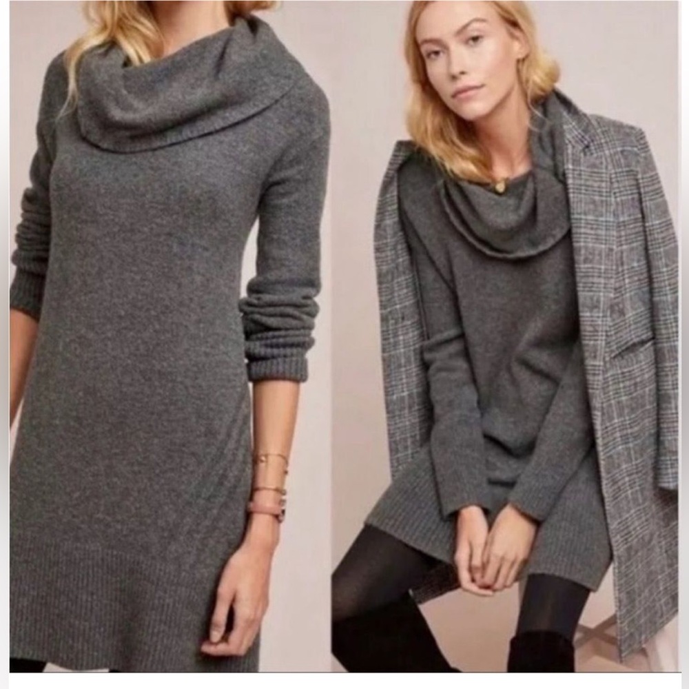 Anthropologie Women’s Sonoran Gray Sweater Dress Long Sleeve size Medium